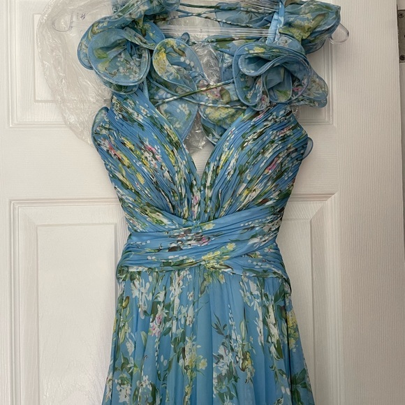 MacDuggal size 0 blue Floral Gown - Picture 2 of 7
